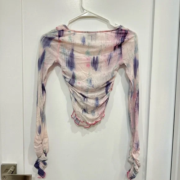 Urban outfitters Sheer Tie-Dye Long Sleeve Top - Pink & Purple - Picture 2 of 5